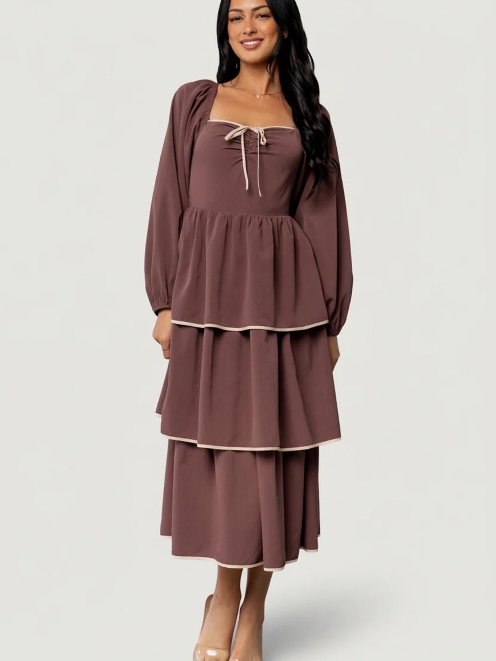 Baltic born Women's Mauve Tiered Midi Dress